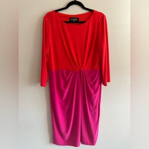 Pink and red gathered waist dress, size 12